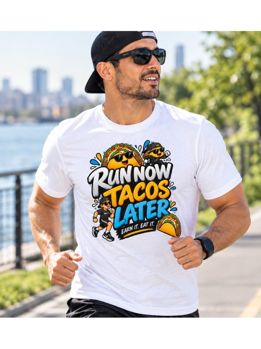 Funny Runner Taco Lover T-Shirt, Run Now Tacos Later Tee (100% Cotton)